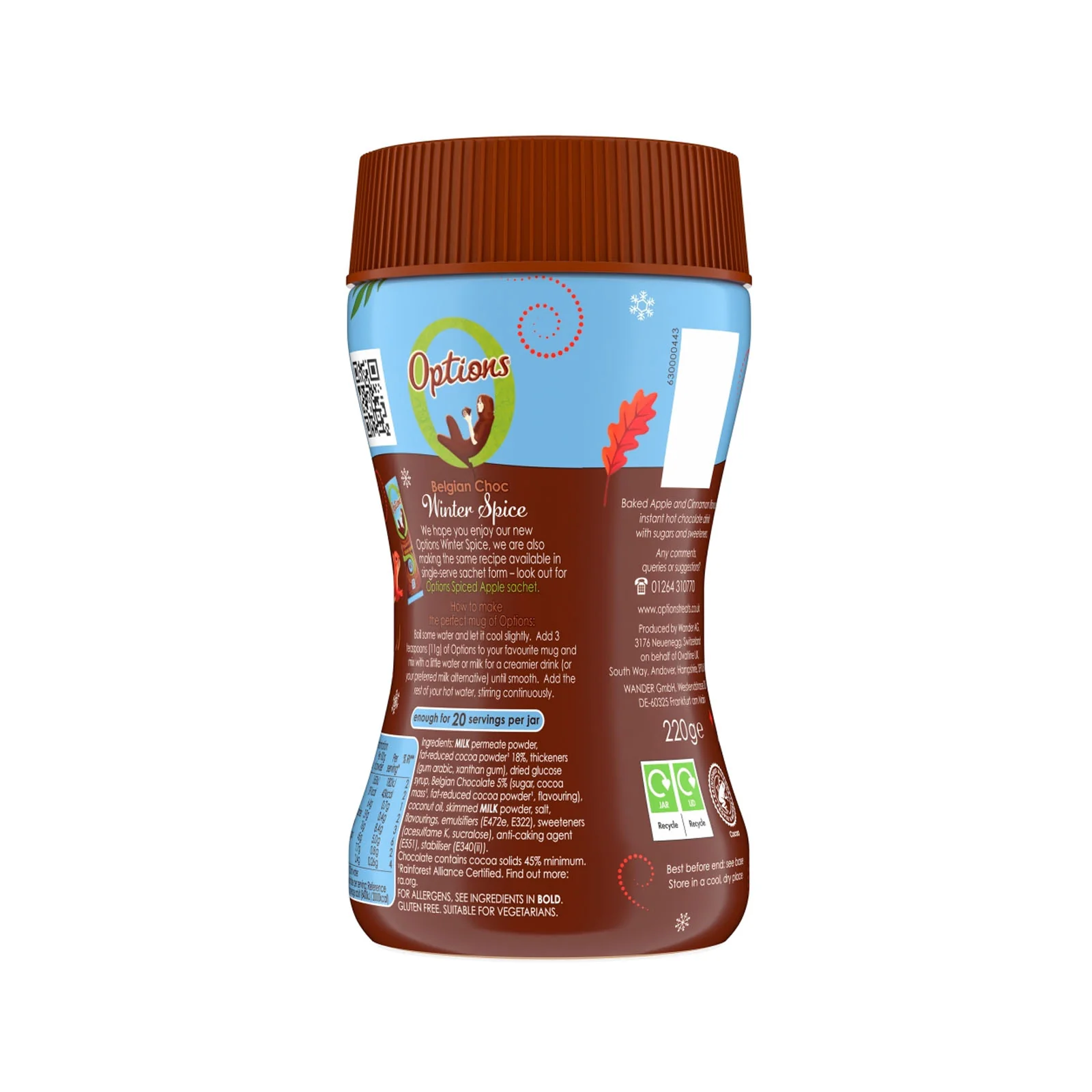 Options Belgian Choc Winter Spice - 220g Jar - Image 3