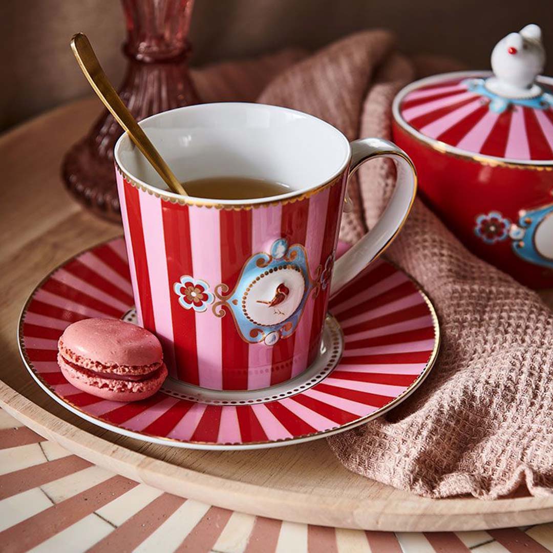Pip Studio Love Birds Medallion Stripes Mug - Red & Pink - Image 3